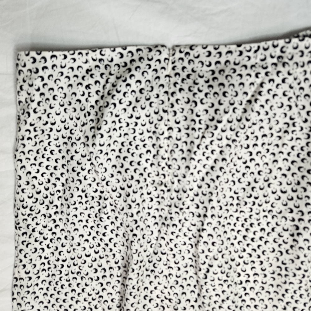 Vince Star Dot Drape Skirt Silk Blend Front Pleat Midi Ivory & Black size 8 - Picture 4 of 9
